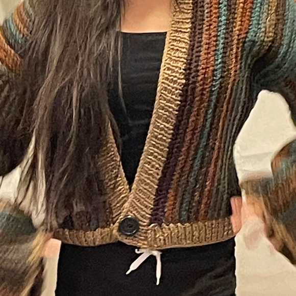 Striped Multicolor Knit Cardigan Sweater - Picture 6 of 7